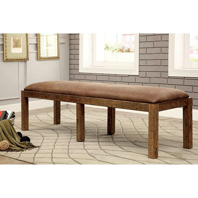 GIANNA Rustic Pine Fabric Bench - Furniture 4 Less Outlet (Salinas,CA)