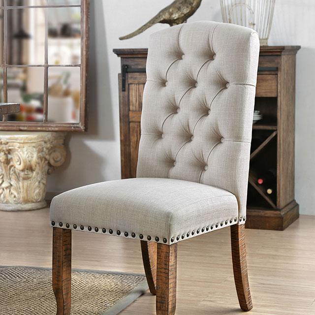 Gianna Rustic Pine/Ivory Side Chair (2/CTN) - Furniture 4 Less Outlet (Salinas,CA)