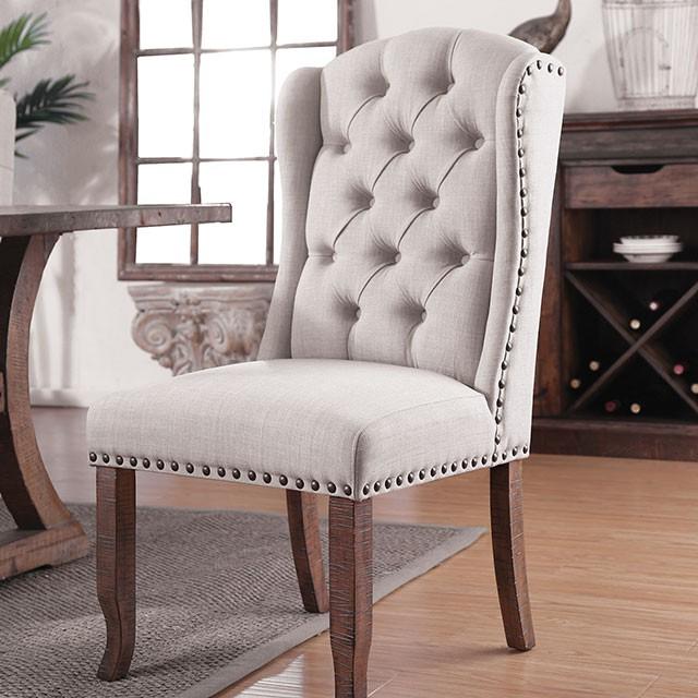 Gianna Rustic Pine/Ivory Wingback Chair (2/CTN) - Furniture 4 Less Outlet (Salinas,CA)