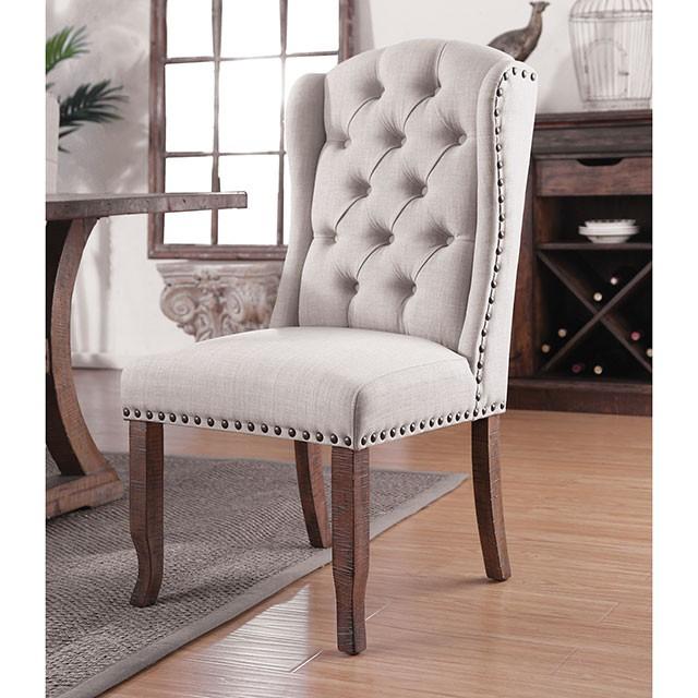 Gianna Rustic Pine/Ivory Wingback Chair (2/CTN) - Furniture 4 Less Outlet (Salinas,CA)