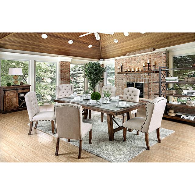 Gianna Rustic Pine/Ivory Wingback Chair (2/CTN) - Furniture 4 Less Outlet (Salinas,CA)