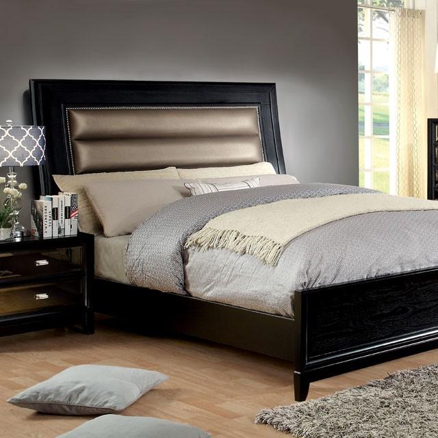 Golva Bed Beige & Black - Furniture 4 Less Outlet (Salinas,CA)