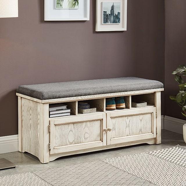 Gwebdolyn Weather White Shoe Bench - Furniture 4 Less Outlet (Salinas,CA)