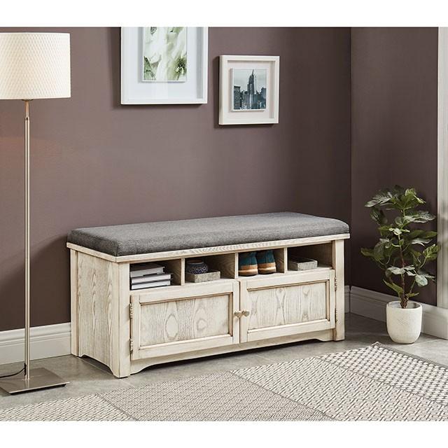 Gwebdolyn Weather White Shoe Bench - Furniture 4 Less Outlet (Salinas,CA)