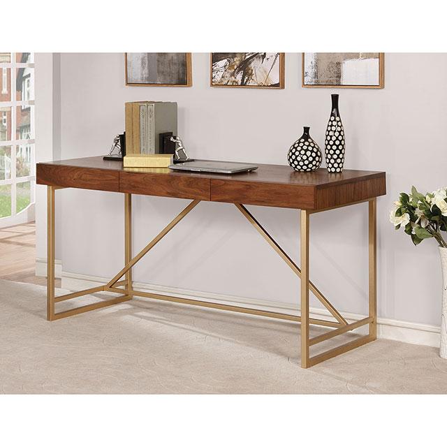 Halstein Light Walnut/Gold Desk - Furniture 4 Less Outlet (Salinas,CA)