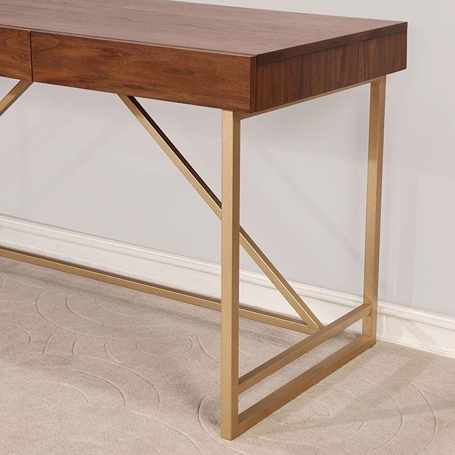 Halstein Light Walnut/Gold Desk - Furniture 4 Less Outlet (Salinas,CA)