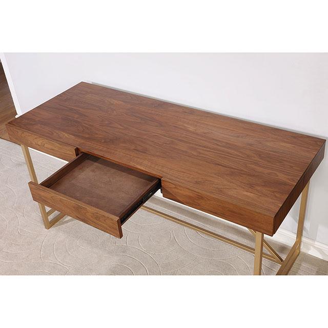Halstein Light Walnut/Gold Desk - Furniture 4 Less Outlet (Salinas,CA)