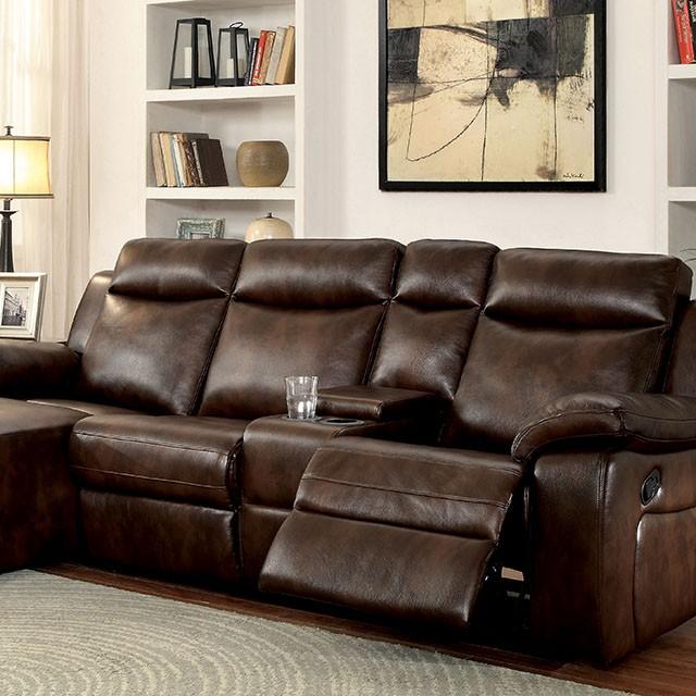 Hardy Brown Sectional w/ Console, Brown - Furniture 4 Less Outlet (Salinas,CA)