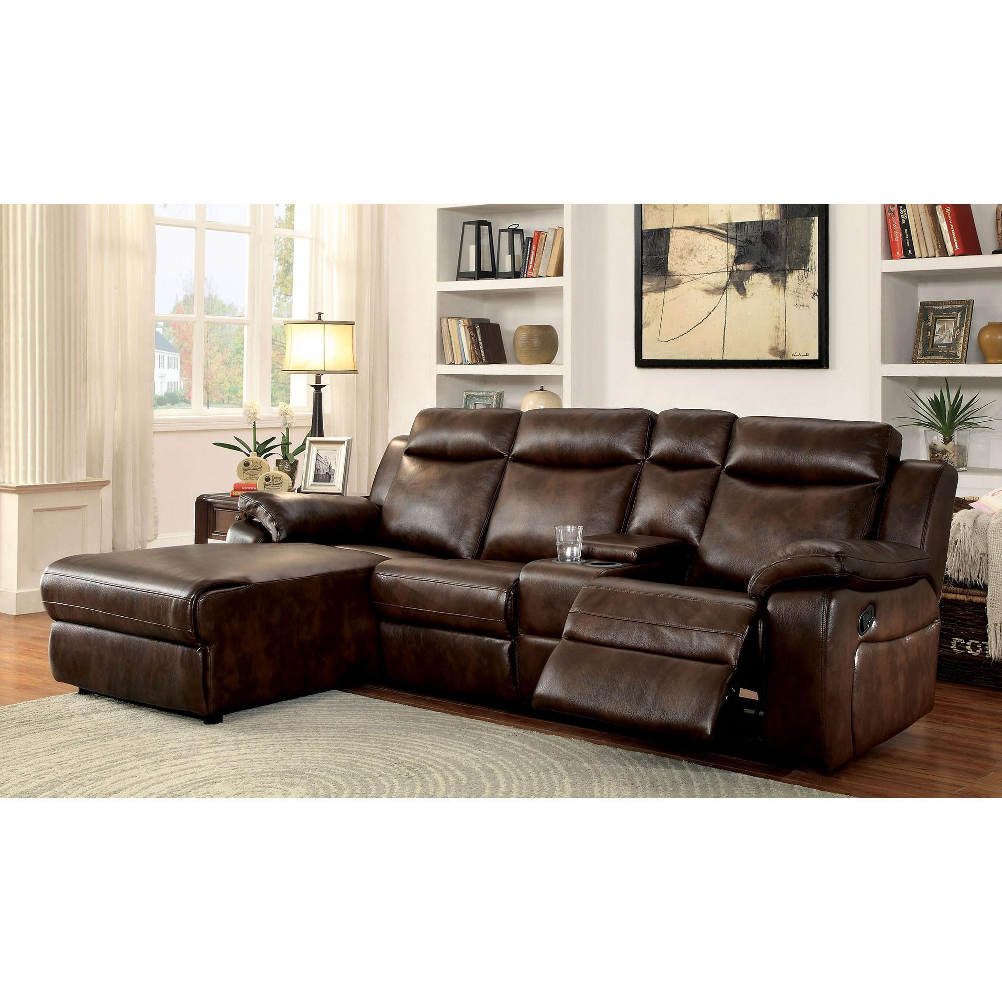 Hardy Brown Sectional w/ Console, Brown - Furniture 4 Less Outlet (Salinas,CA)