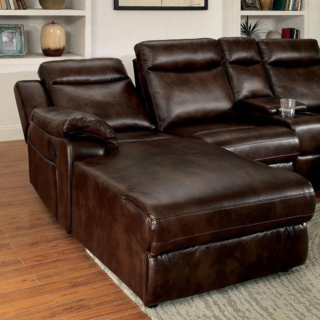 Hardy Brown Sectional w/ Console, Brown - Furniture 4 Less Outlet (Salinas,CA)
