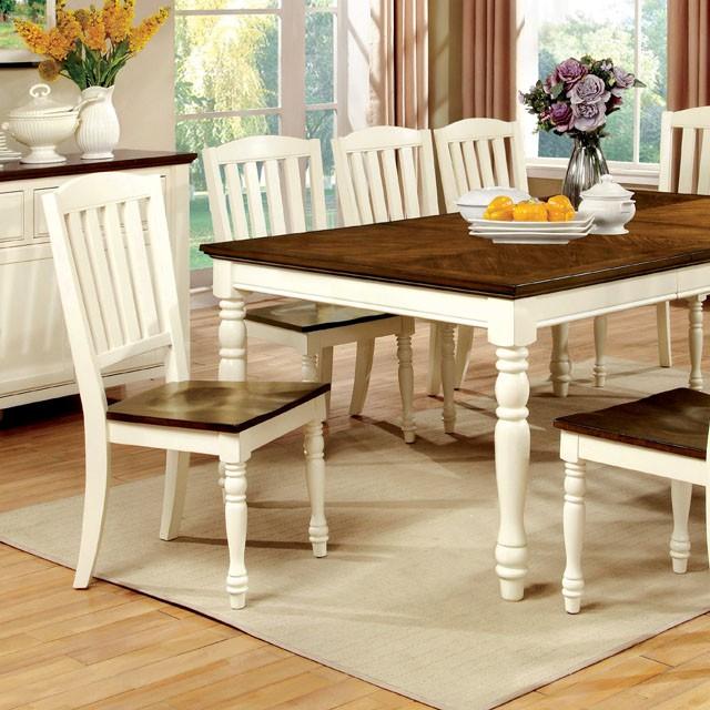 HARRISBURG Vintage White/Dark Oak Dining Table w/ 18" Butterfly Leaf - Furniture 4 Less Outlet (Salinas,CA)