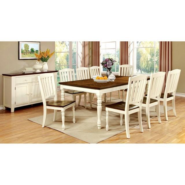 HARRISBURG Vintage White/Dark Oak Dining Table w/ 18" Butterfly Leaf - Furniture 4 Less Outlet (Salinas,CA)