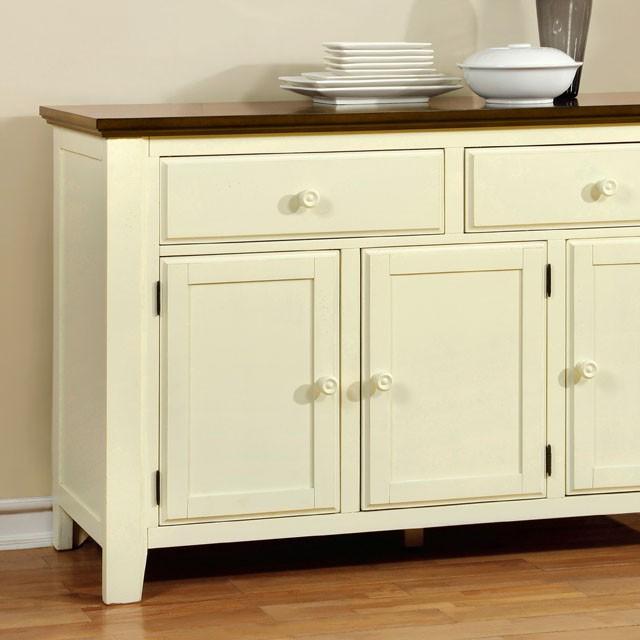 HARRISBURG Vintage White/Dark Oak Server - Furniture 4 Less Outlet (Salinas,CA)