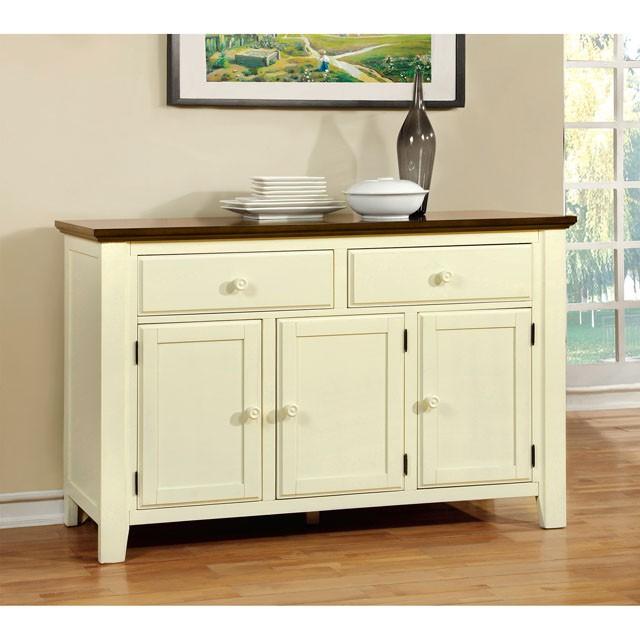 HARRISBURG Vintage White/Dark Oak Server - Furniture 4 Less Outlet (Salinas,CA)