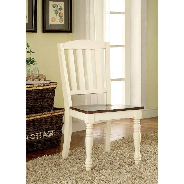 HARRISBURG Vintage White/Dark Oak Side Chair (2/CTN) - Furniture 4 Less Outlet (Salinas,CA)