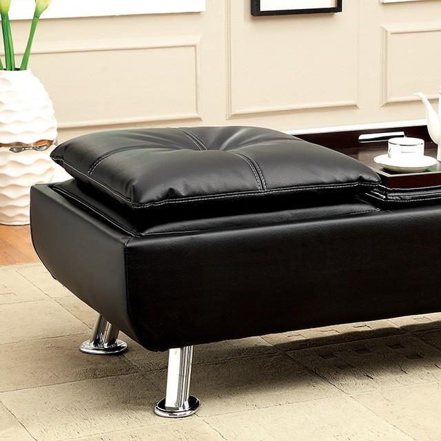 HAUSER II Black/Chrome Ottoman, Black - Furniture 4 Less Outlet (Salinas,CA)