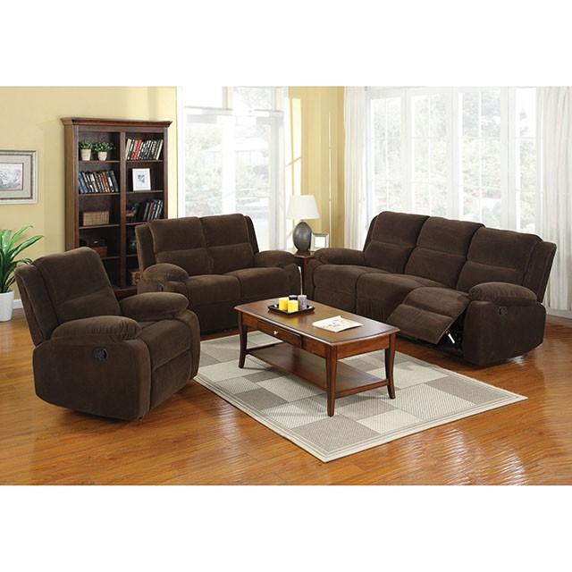 Haven Dark Brown Love Seat w/ 2 Recliners - Furniture 4 Less Outlet (Salinas,CA)