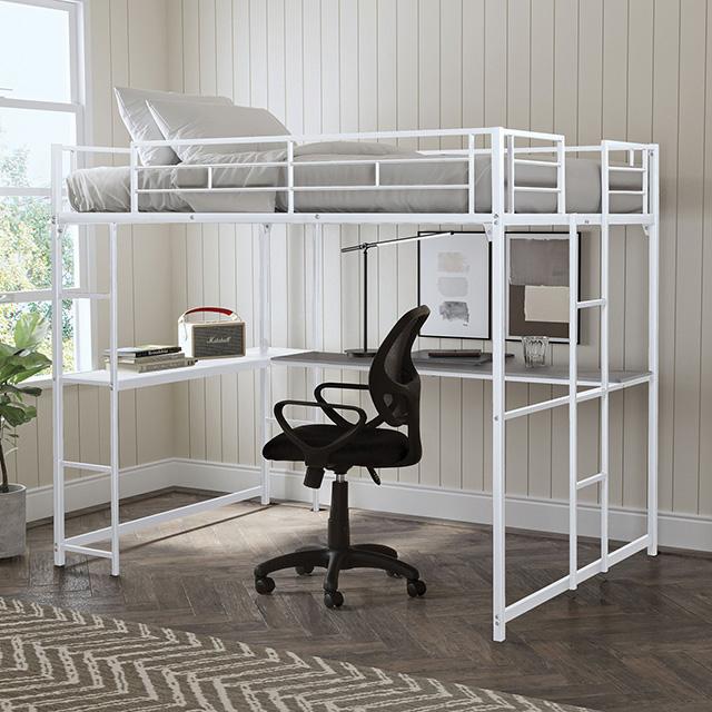 Cybill Full Loft Bed White, Silver, & Black - Furniture 4 Less Outlet (Salinas,CA)