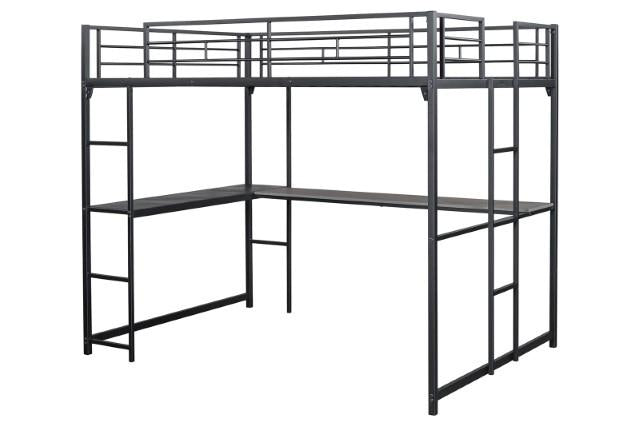 Cybill Full Loft Bed White, Silver, & Black - Furniture 4 Less Outlet (Salinas,CA)