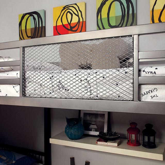 BALLARAT Silver Triple Twin Bunk Bed w/ Desk - Furniture 4 Less Outlet (Salinas,CA)