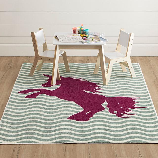 BARON 5' X 8', Area Rug, Horse, Sage Green/Fuchsia - Furniture 4 Less Outlet (Salinas,CA)