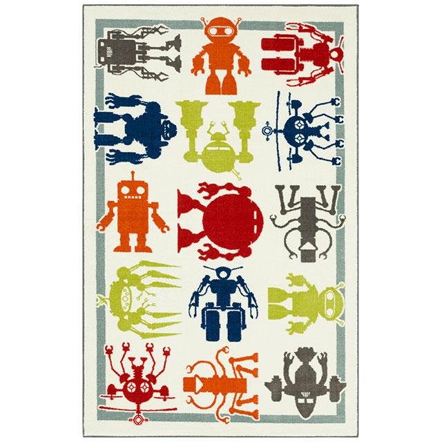 BARON 5' X 8', Area Rug, Robots, Multi/Ivory - Furniture 4 Less Outlet (Salinas,CA)