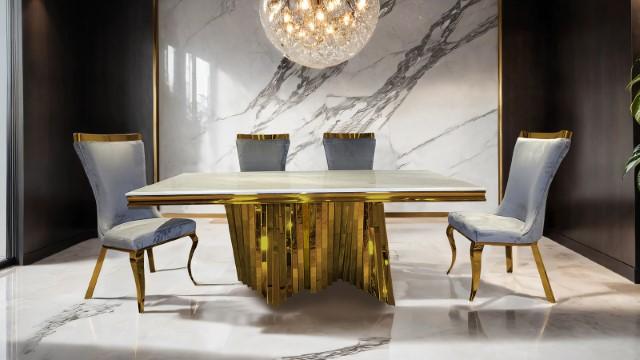 Basilicata Gold Chair (2/CTN) White, Gray, & Black - Furniture 4 Less Outlet (Salinas,CA)