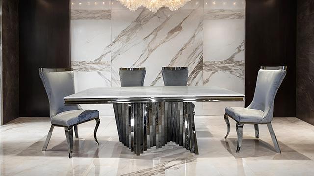 Basilicata 7 Pc Dining Set Gold & Silver - Furniture 4 Less Outlet (Salinas,CA)