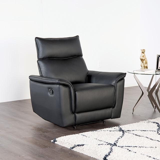 Bienne Recliner Chair White & Black - Furniture 4 Less Outlet (Salinas,CA)