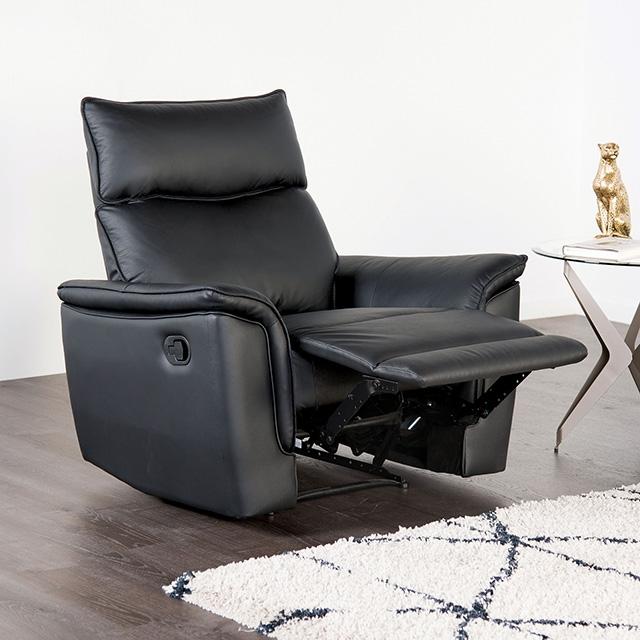 Bienne Recliner Chair White & Black - Furniture 4 Less Outlet (Salinas,CA)