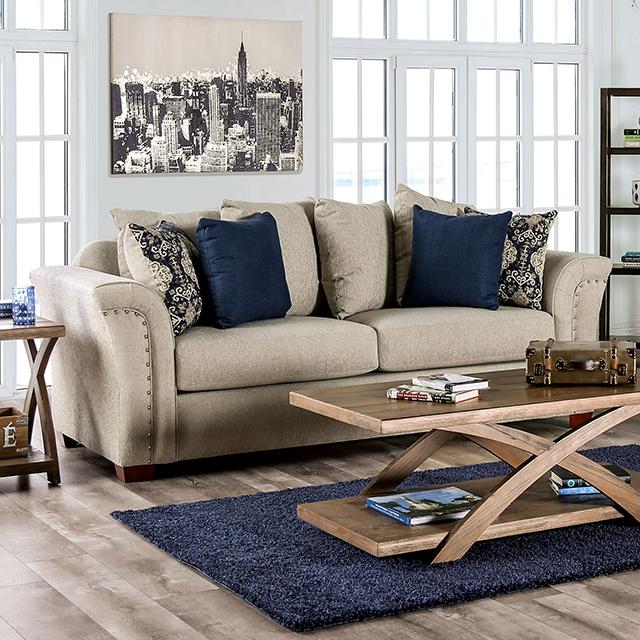 BELSIZE Sofa, Beige/Navy - Furniture 4 Less Outlet (Salinas,CA)