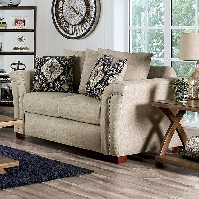 BELSIZE Loveseat Grey, Beige, & Choclate - Furniture 4 Less Outlet (Salinas,CA)