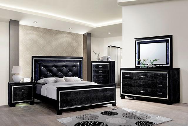 Bellagrand Bed Oak, Silver & Black - Furniture 4 Less Outlet (Salinas,CA)
