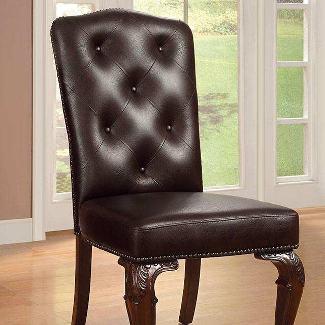 Bellagio Brown Cherry/Pattern Leatherette Side Chair (2/CTN) - Furniture 4 Less Outlet (Salinas,CA)