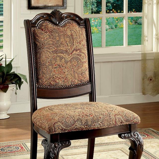 BELLAGIO Brown Cherry/Pattern Fabric Side Chair (2/CTN) - Furniture 4 Less Outlet (Salinas,CA)