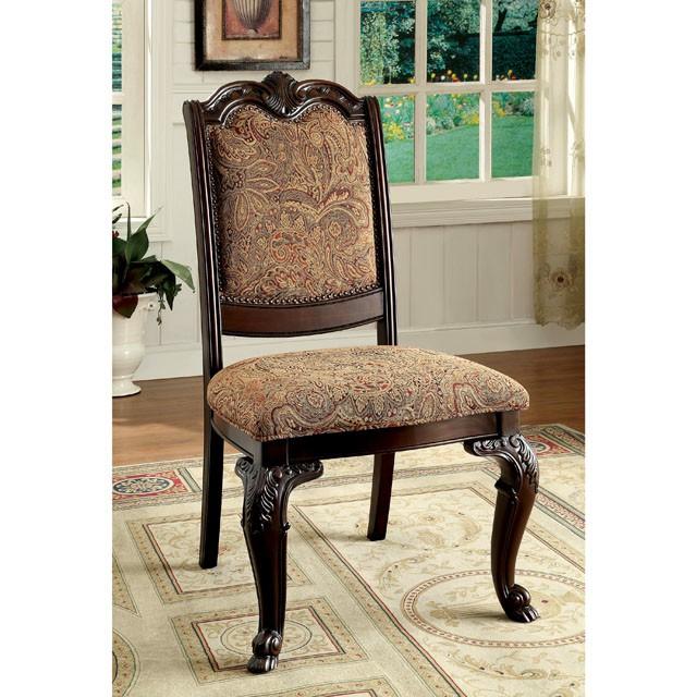BELLAGIO Brown Cherry/Pattern Fabric Side Chair (2/CTN) - Furniture 4 Less Outlet (Salinas,CA)