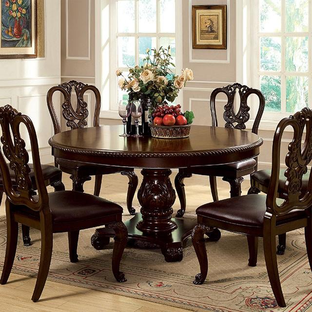 Bellagio Brown Cherry Round Dining Table - Furniture 4 Less Outlet (Salinas,CA)