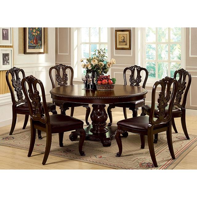 Bellagio Brown Cherry Round Dining Table - Furniture 4 Less Outlet (Salinas,CA)