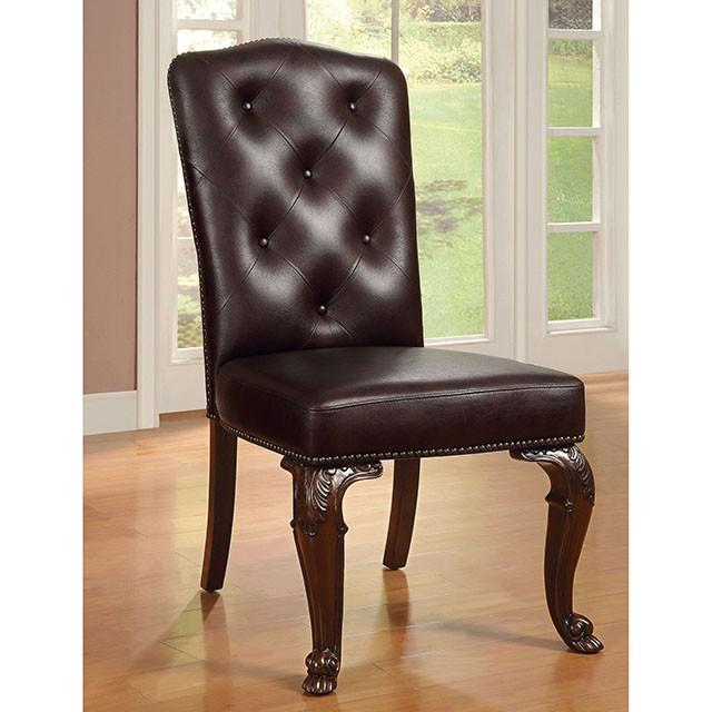 Bellagio Brown Cherry/Pattern Leatherette Side Chair (2/CTN) - Furniture 4 Less Outlet (Salinas,CA)