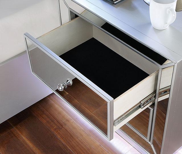 BELLADONNA Night Stand w/ LED & USB, Silver - Furniture 4 Less Outlet (Salinas,CA)