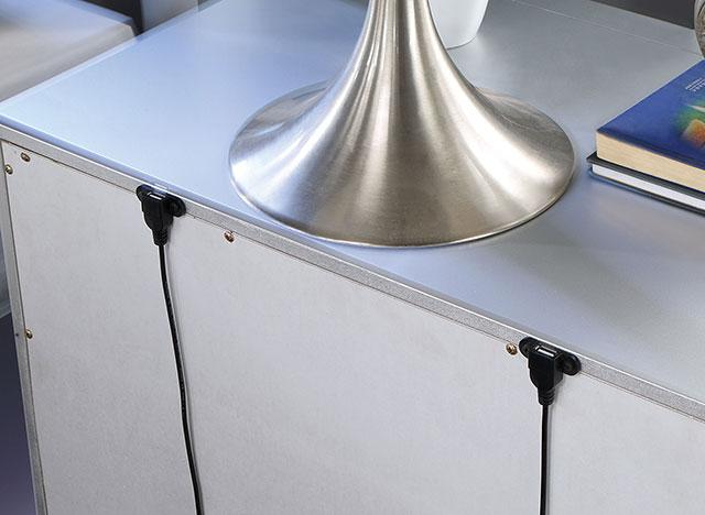 BELLADONNA Night Stand w/ LED & USB, Silver - Furniture 4 Less Outlet (Salinas,CA)