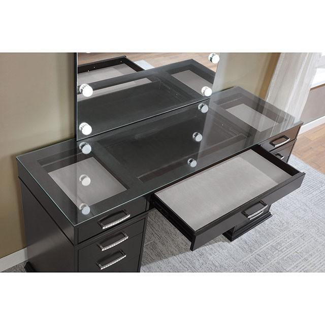 Valentina Vanity Set White & Dark Gray - Furniture 4 Less Outlet (Salinas,CA)