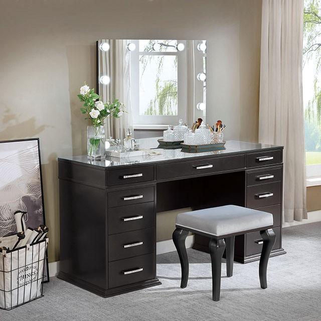 Valentina Vanity Set White & Dark Gray - Furniture 4 Less Outlet (Salinas,CA)