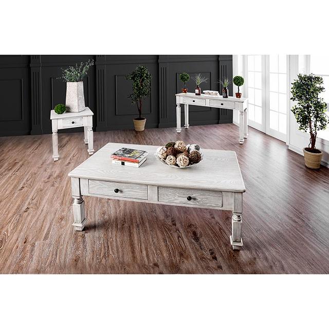 Joliet Antique White Sofa Table - Furniture 4 Less Outlet (Salinas,CA)