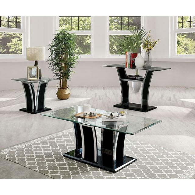 Staten Glossy Black/Chrome Sofa Table - Furniture 4 Less Outlet (Salinas,CA)