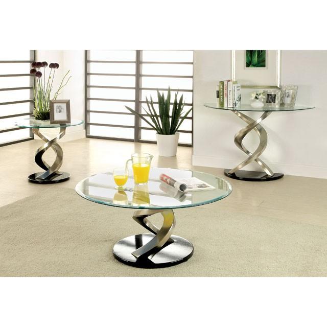 NOVA Satin Plated/Black End Table - Furniture 4 Less Outlet (Salinas,CA)