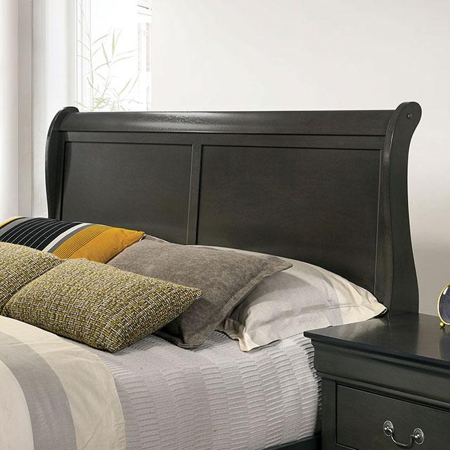 Louis Philippe Cal.King Bed Black & Grey - Furniture 4 Less Outlet (Salinas,CA)