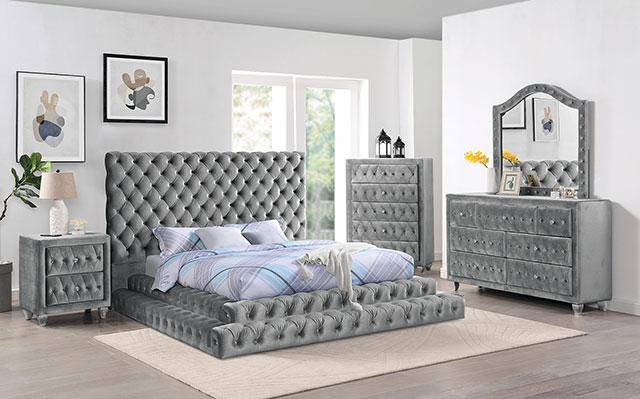 STEFANIA E.King & Queen Bed, Black & Gray - Furniture 4 Less Outlet (Salinas,CA)