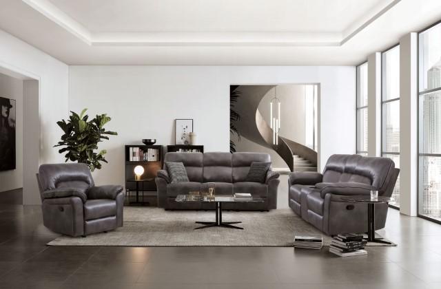 JOSIAS Loveseat, Dark Gray Leatherette - Furniture 4 Less Outlet (Salinas,CA)