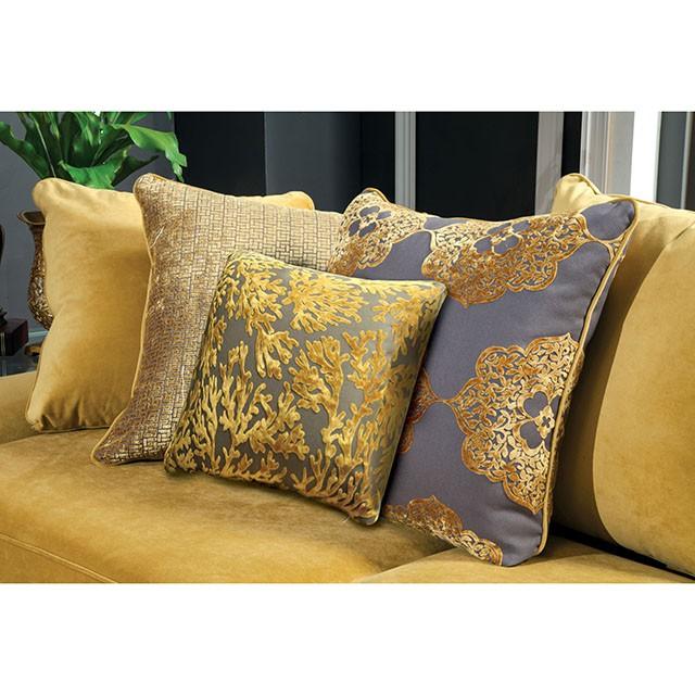 Viscontti Gold/Gray Sofa, Gold - Furniture 4 Less Outlet (Salinas,CA)
